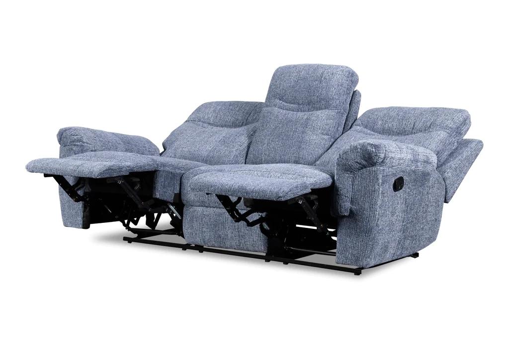 Griffin Dual Reclining Sofa and Dual Reclining Love Seat with Storage Console - Blue,Instore